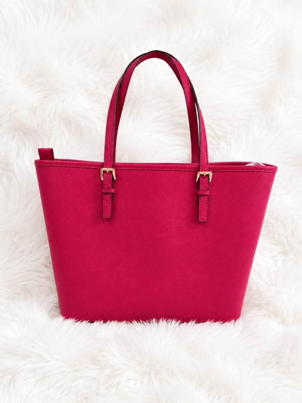NWT Michael Kors Jet Set Travel Pink Leather Zip Structured Shoulder Bag - Picture 2 of 6